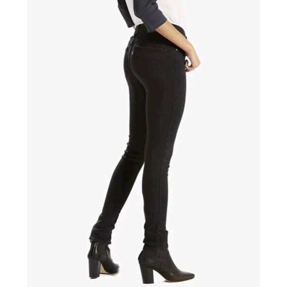 Levis 721 Black Womens Size 25 X 30 Skinny High Rise Stretch Denim Jeans  XLNT - Picture 7 of 9